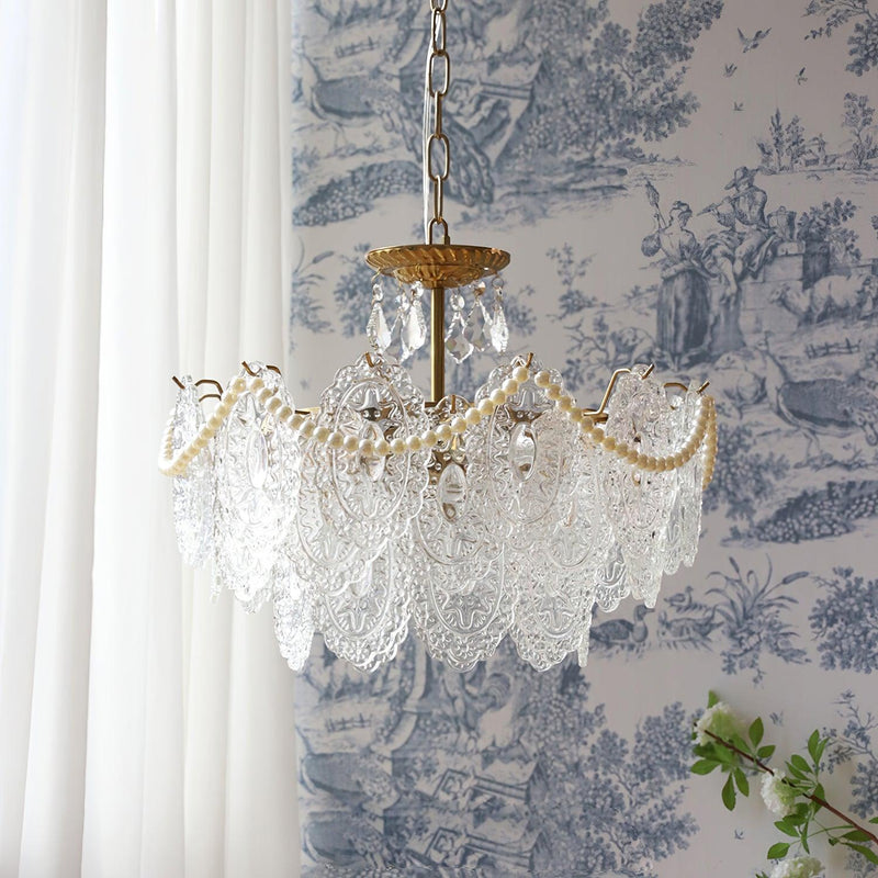 Embossed Pearls Crystal Chandelier