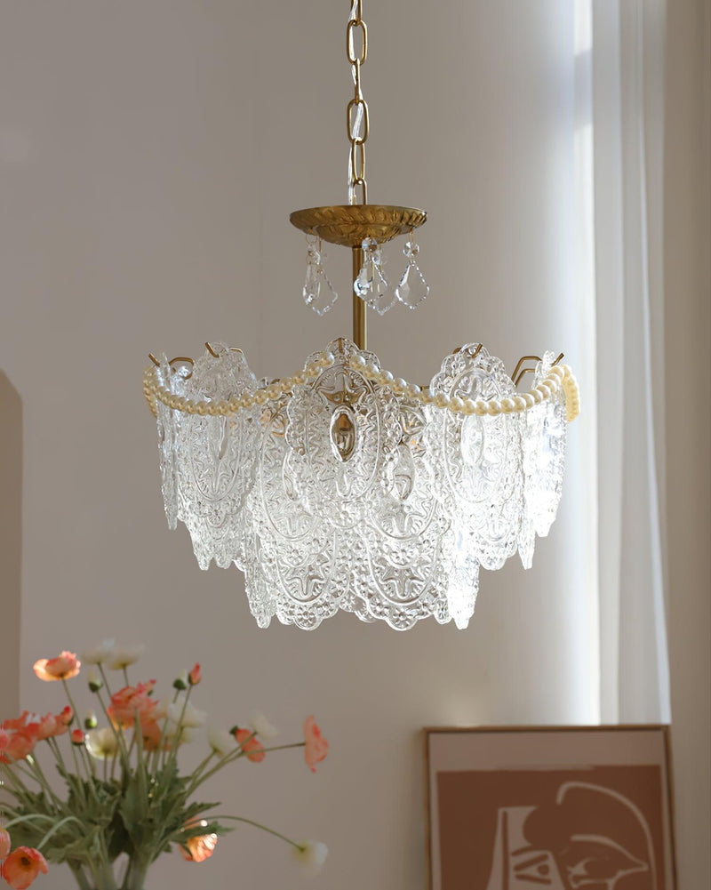 Embossed Pearls Crystal Chandelier