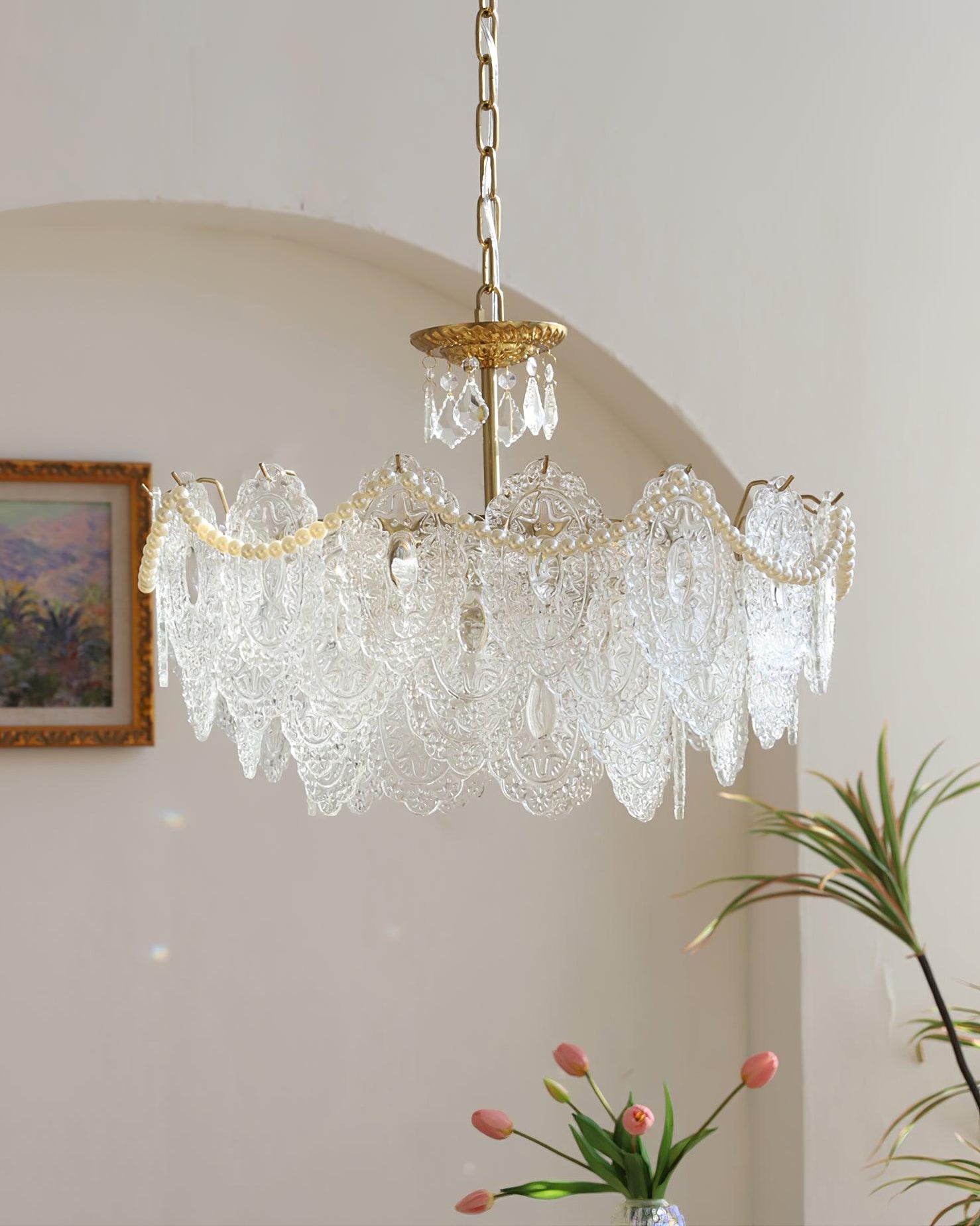 Embossed Pearls Crystal Chandelier — Mooiehome