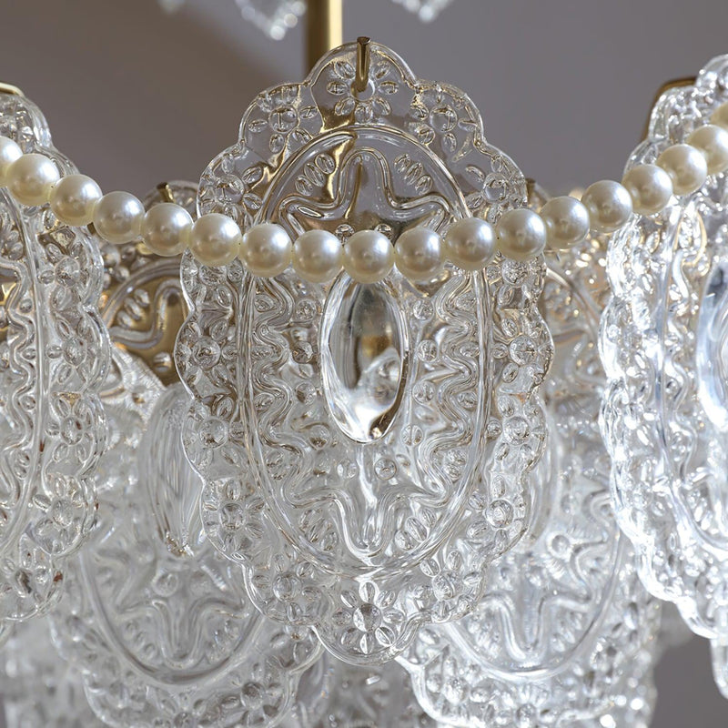 Embossed Pearls Crystal Chandelier