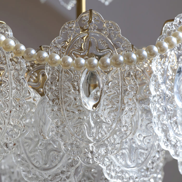 Kristall-Kronleuchter mit geprägten Perlen