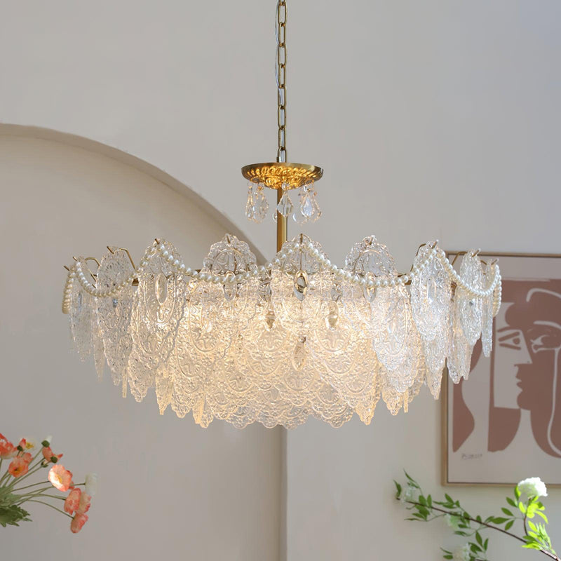 Embossed Pearls Crystal Chandelier