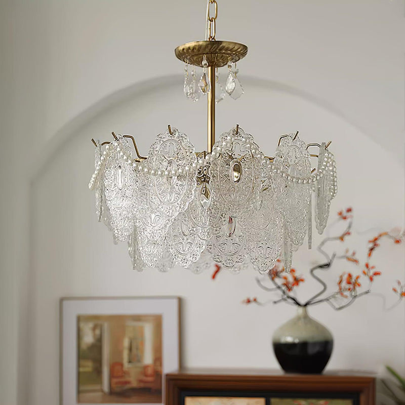 Embossed Pearls Crystal Chandelier