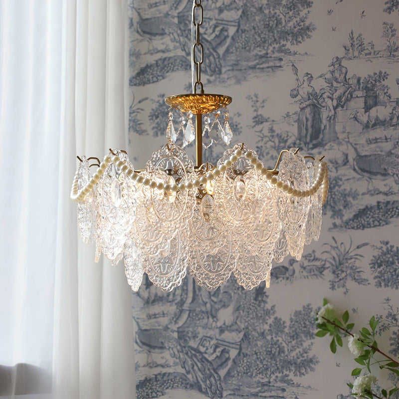 Embossed Pearls Crystal Chandelier