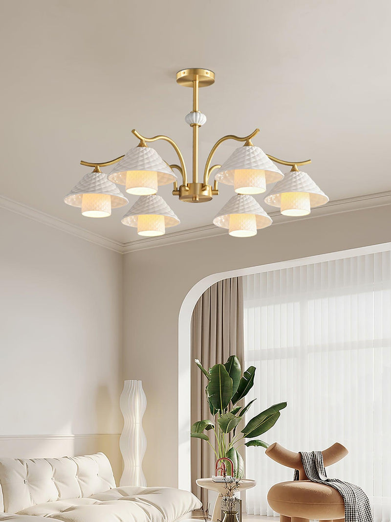 Flared Gold Ceramic Chandelier