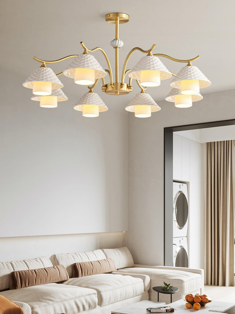Flared Gold Ceramic Chandelier