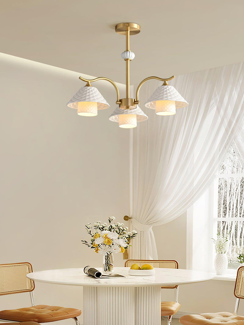 Flared Gold Ceramic Chandelier