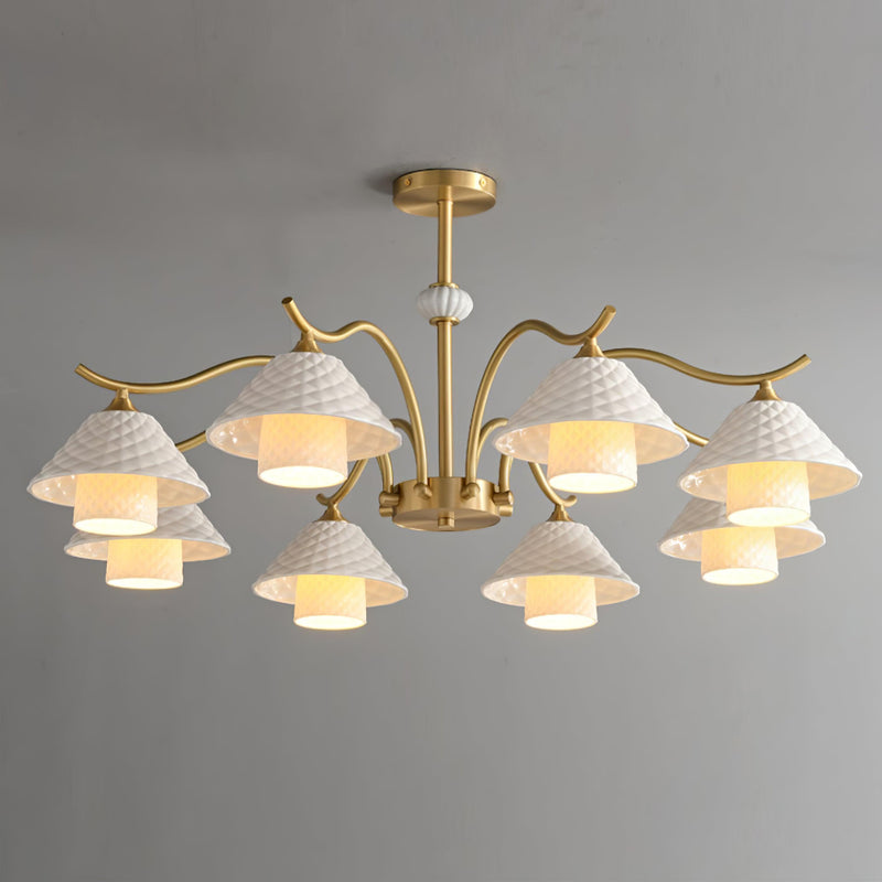 Flared Gold Ceramic Chandelier