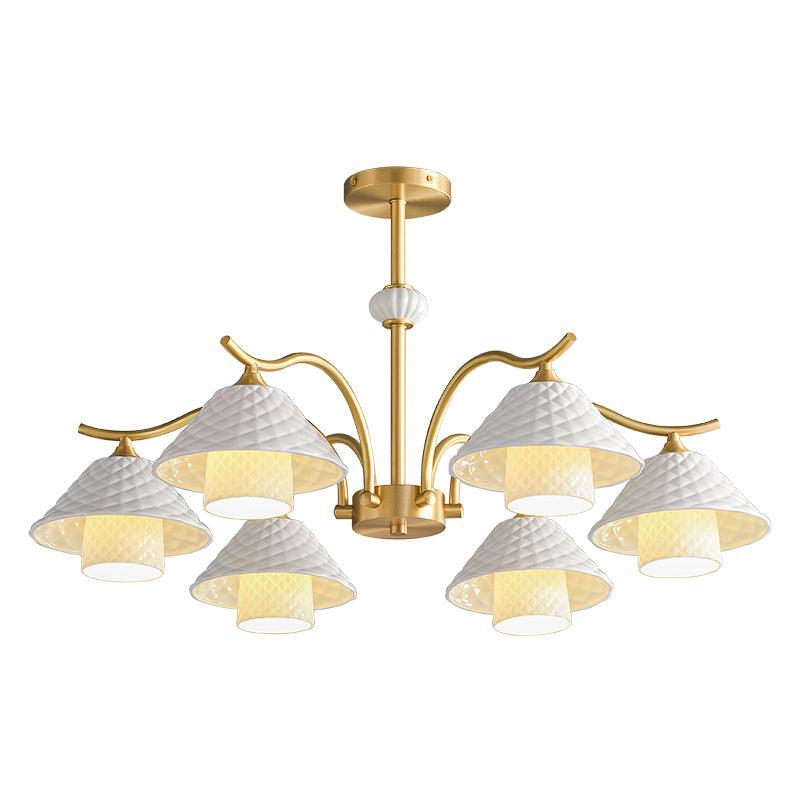 Flared Gold Ceramic Chandelier