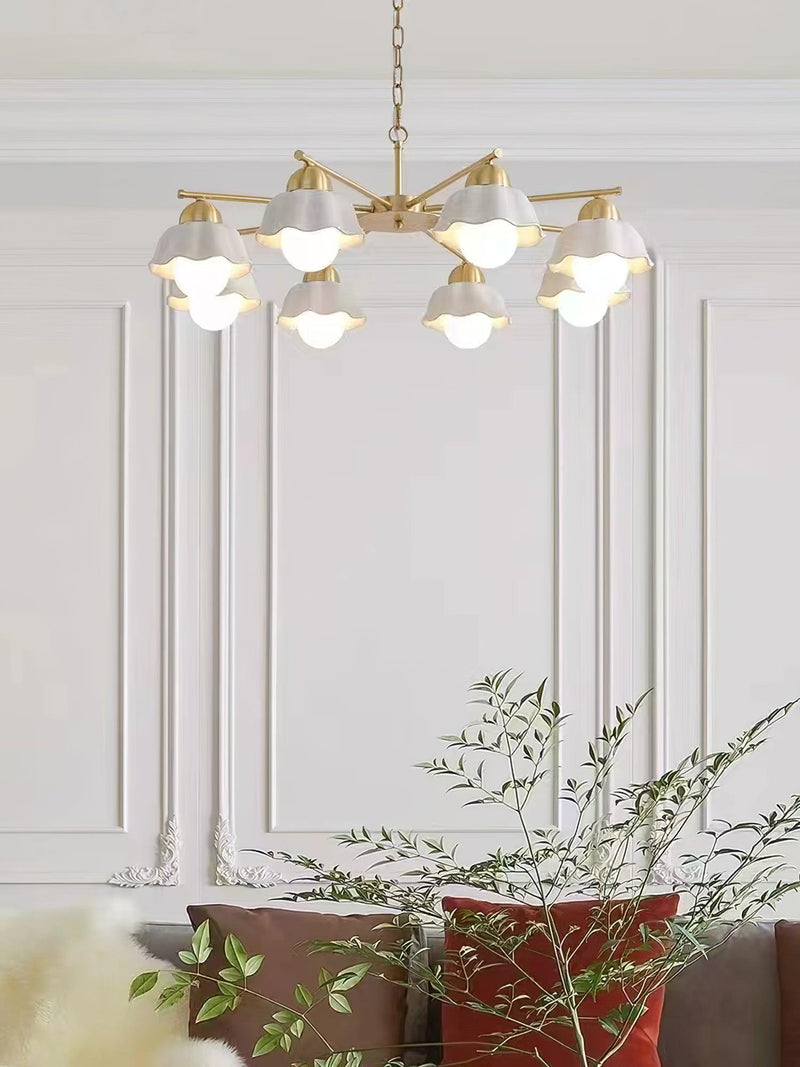 Flower Shade Brass Chandelier