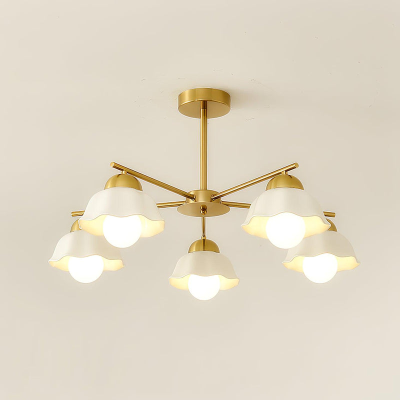 Flower Shade Brass Chandelier
