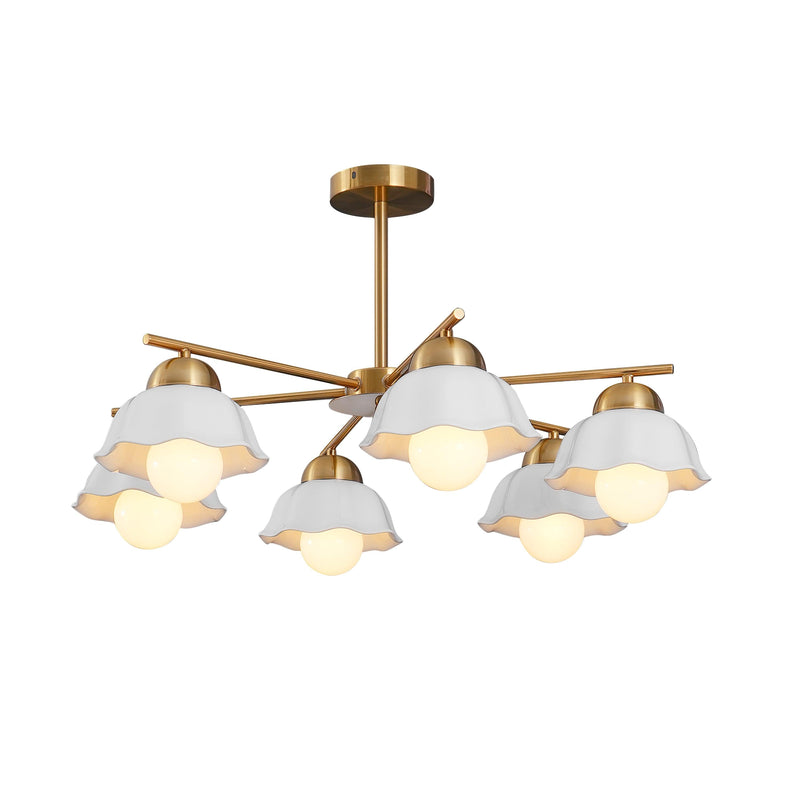 Flower Shade Brass Chandelier