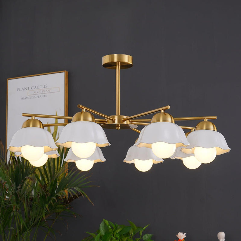 Flower Shade Brass Chandelier