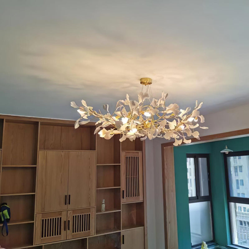 Modern Ginkgo Ceramic Chandelier