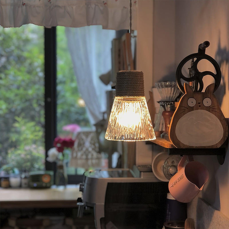 Hemp Rope Glass Pendant Lamp
