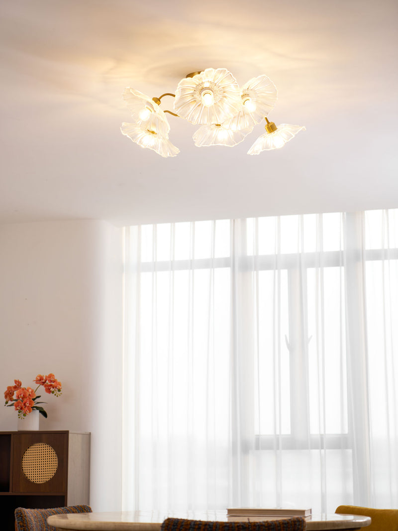 Lotus Leaf Glass Ceiling Lamp