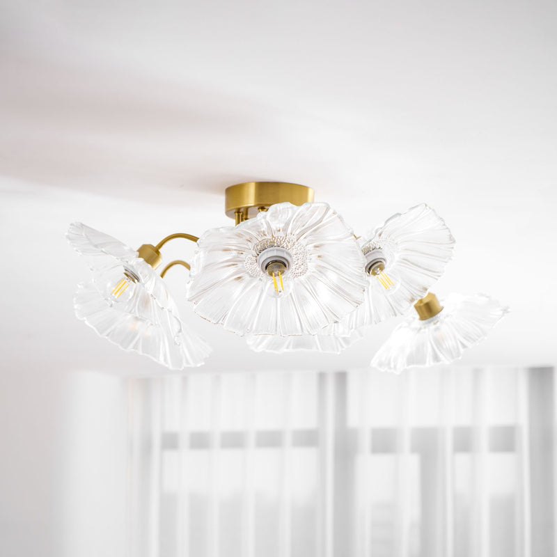 Lotus Leaf Glass Ceiling Lamp
