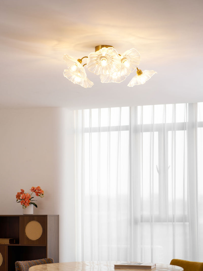 Lotus Leaf Glass Ceiling Lamp