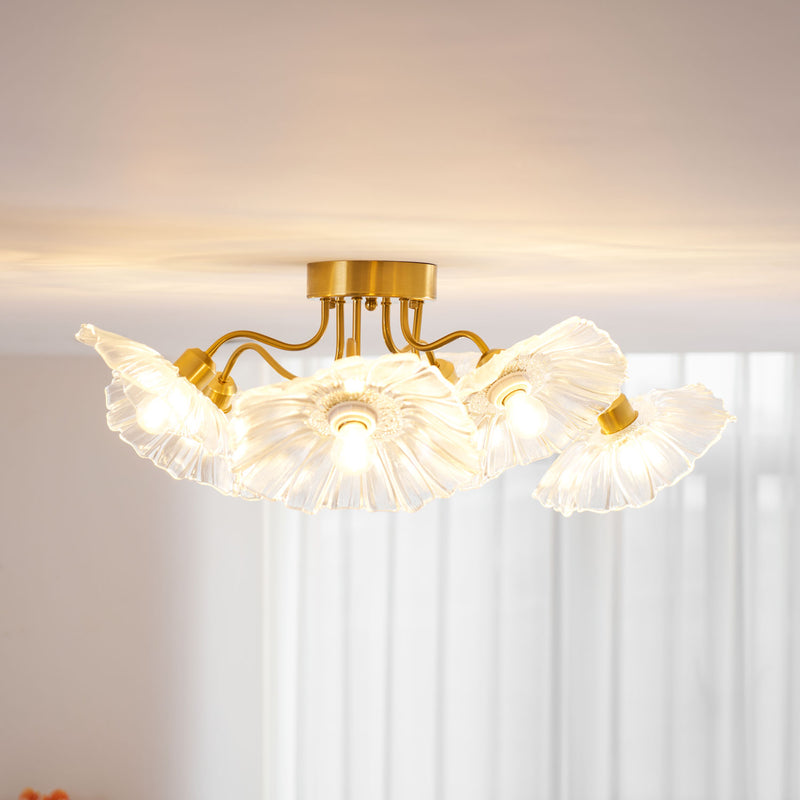 Lotus Leaf Glass Ceiling Lamp