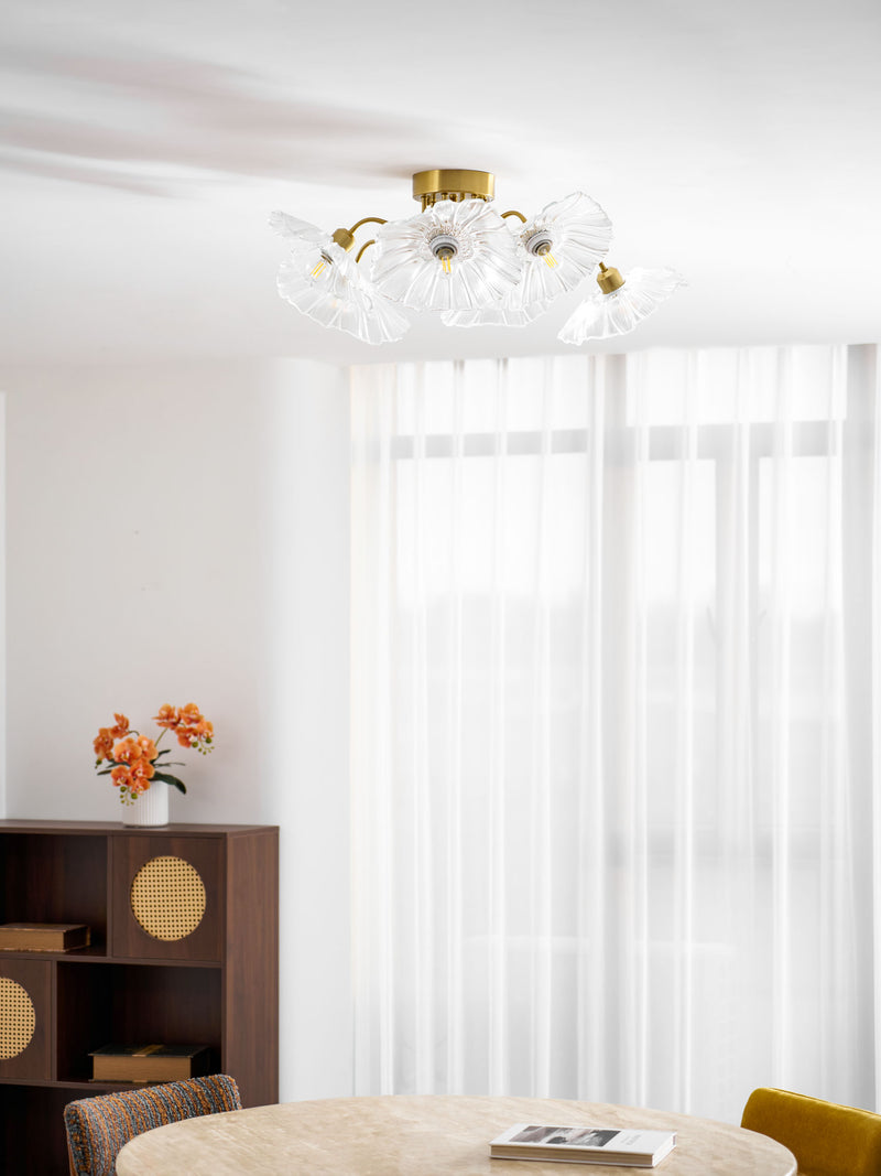 Lotus Leaf Glass Ceiling Lamp