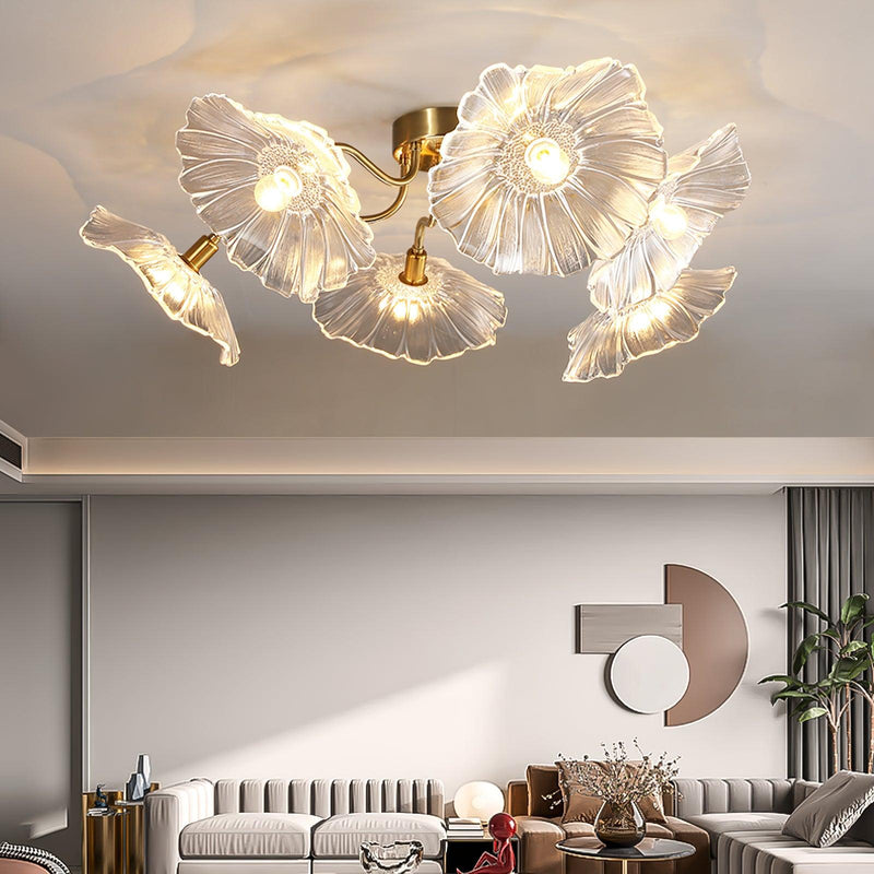 Lotus Leaf Glass Ceiling Lamp