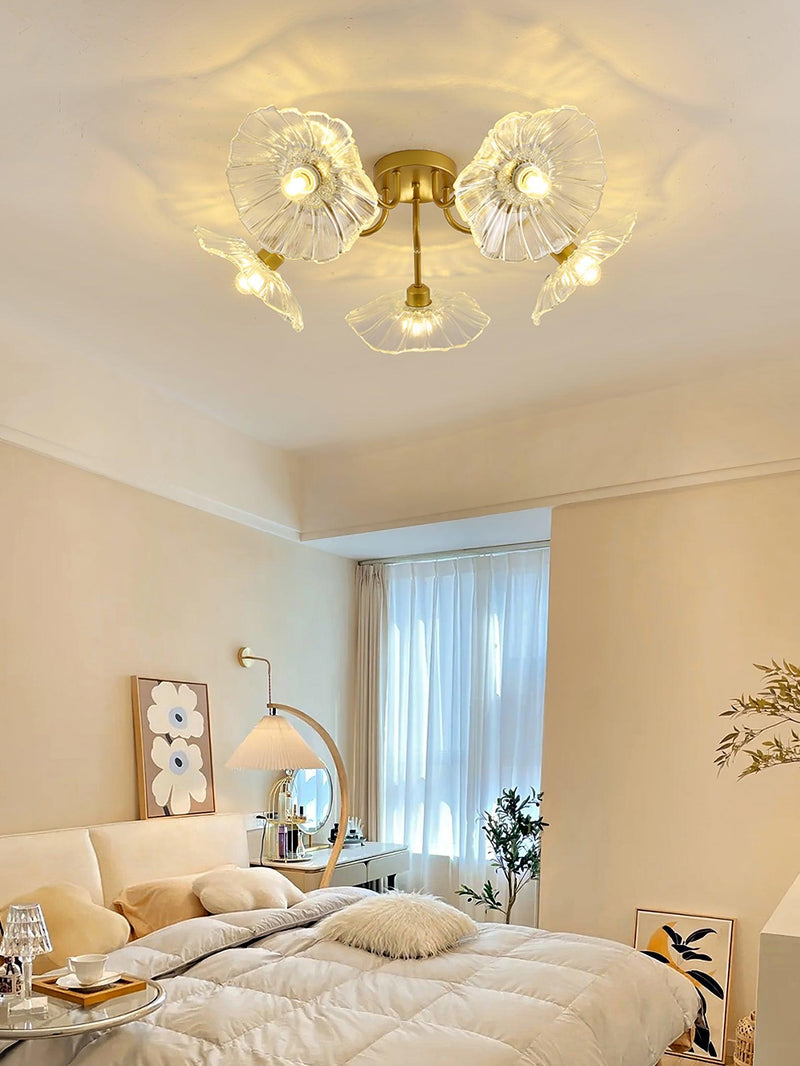 Lotus Leaf Glass Ceiling Lamp