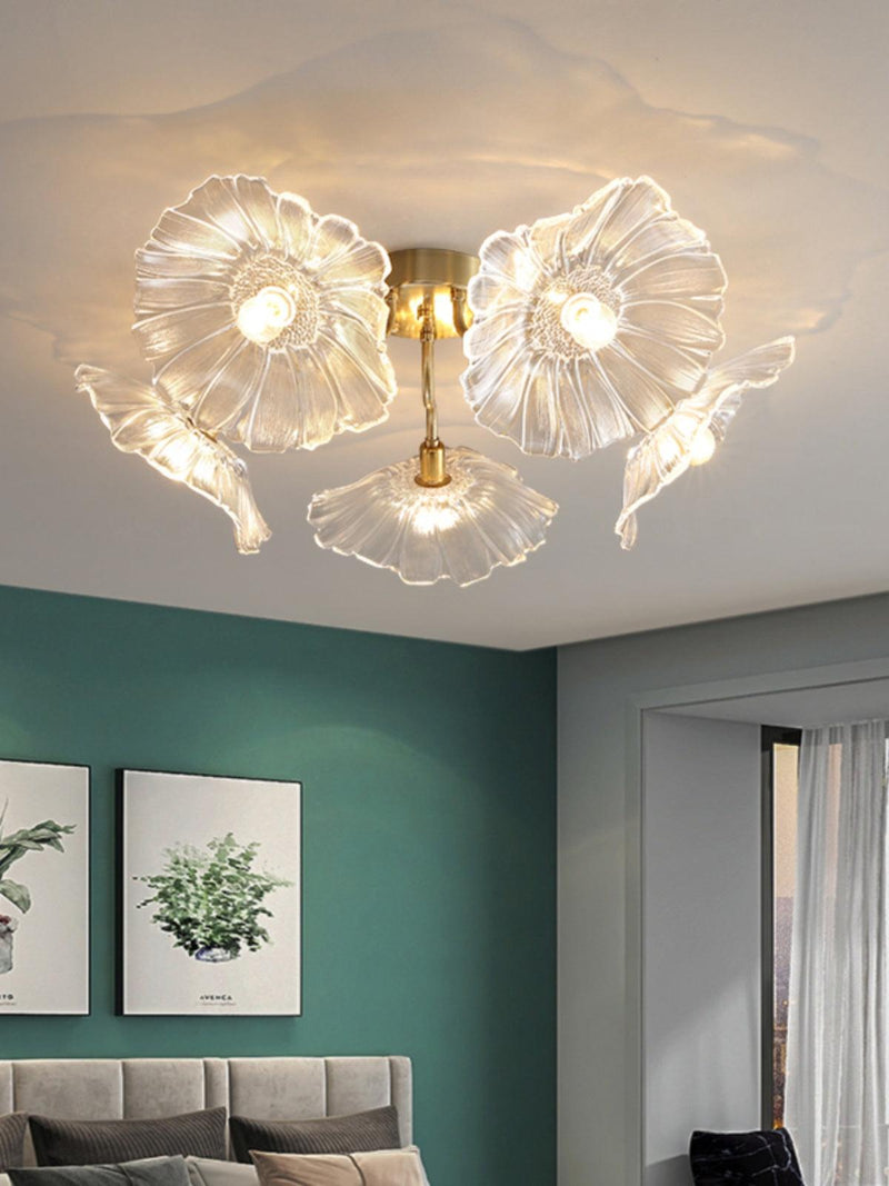Lotus Leaf Glass Ceiling Lamp