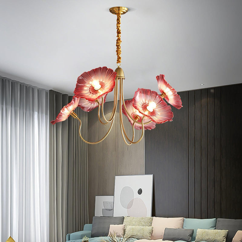 Lotus Leaf Glass Chandelier