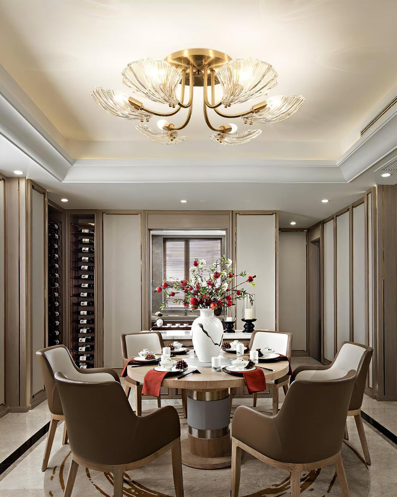 Luxury Shell Brass Ceiling Lamp