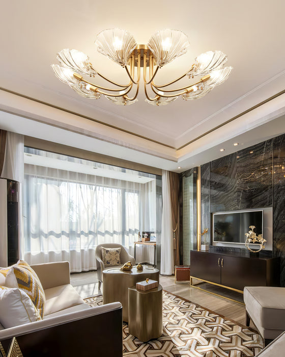 Luxury Shell Brass Ceiling Lamp