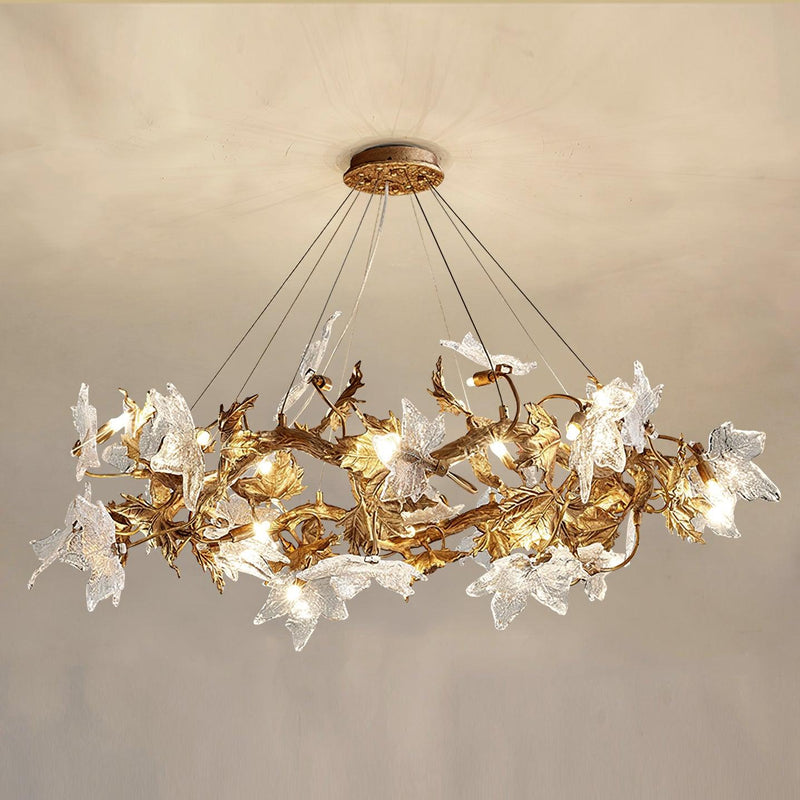 Maple Leaf Brass Chandelier