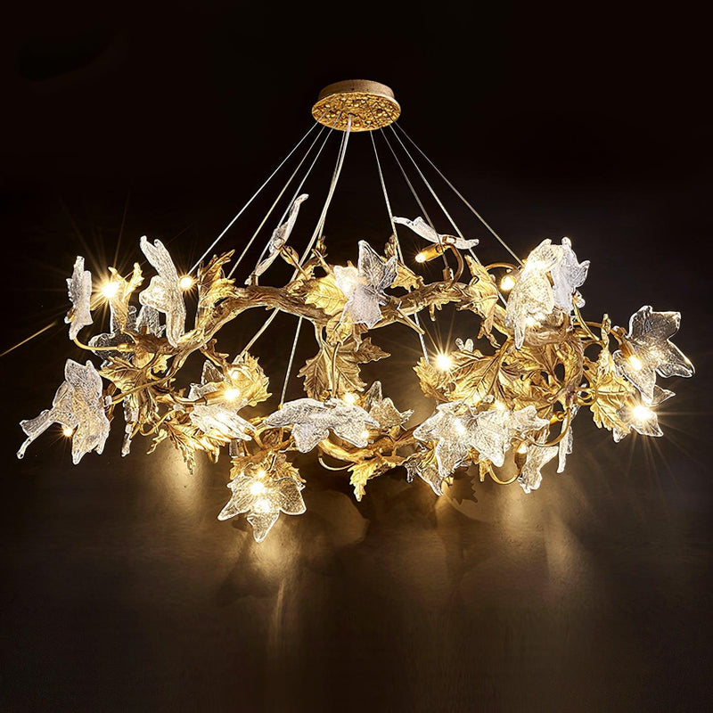 Maple Leaf Brass Chandelier