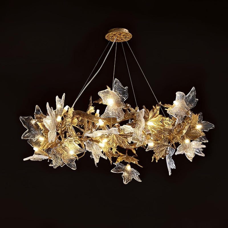 Maple Leaf Brass Chandelier