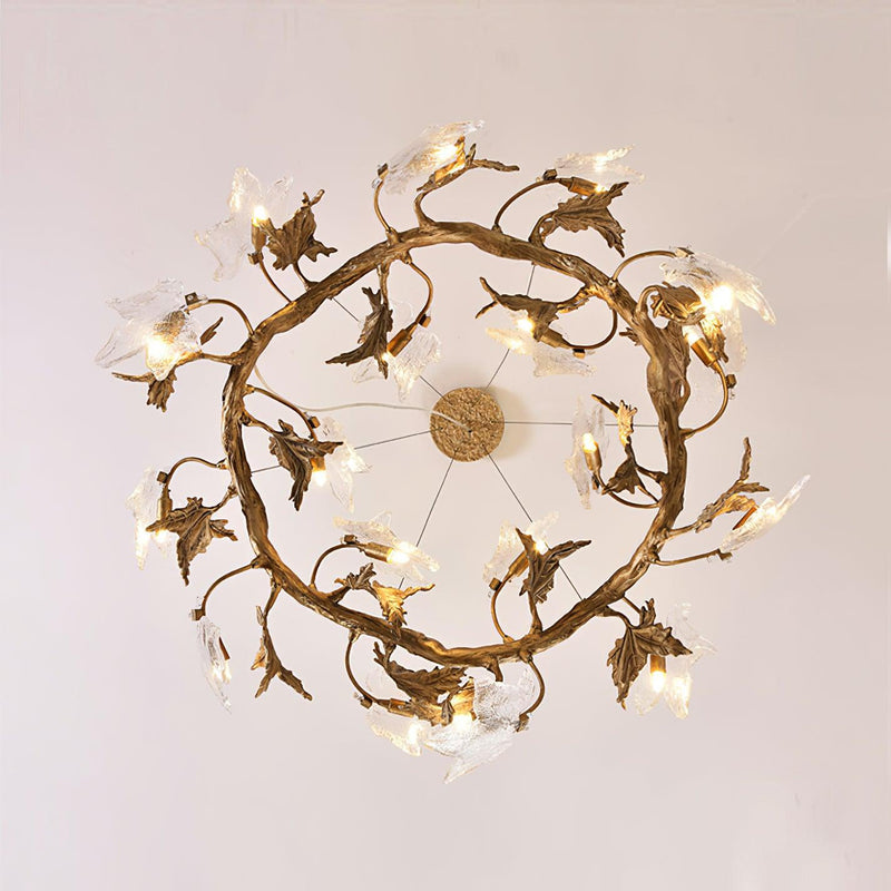 Maple Leaf Brass Chandelier