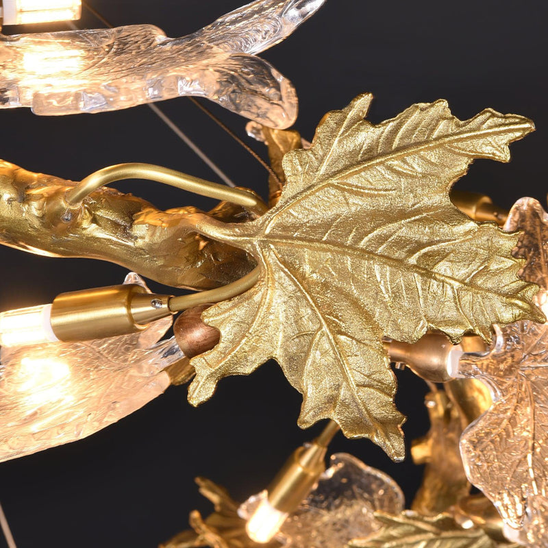 Maple Leaf Brass Chandelier