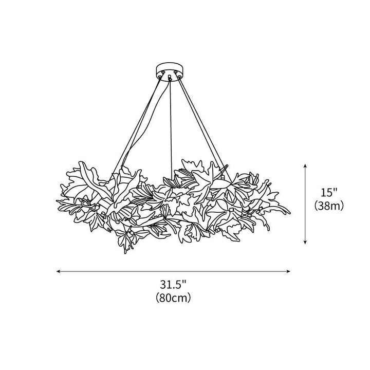 Maple Leaf Brass Chandelier – detail 3