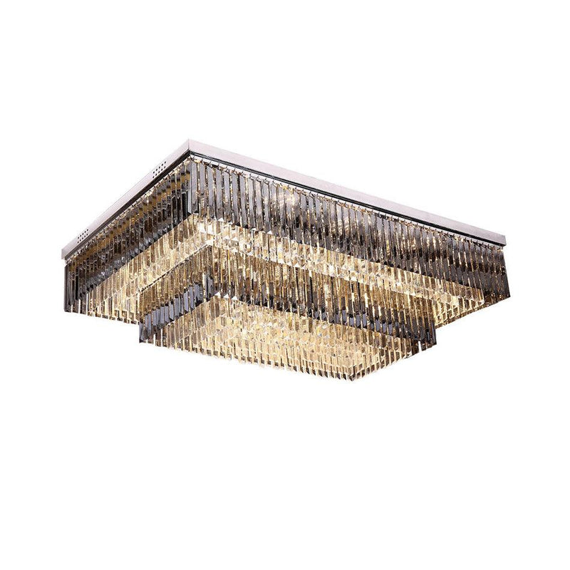 Flush Chrome Crystal Ceiling Light