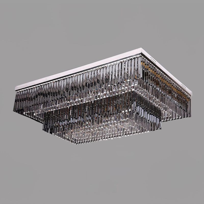 Flush Chrome Crystal Ceiling Light