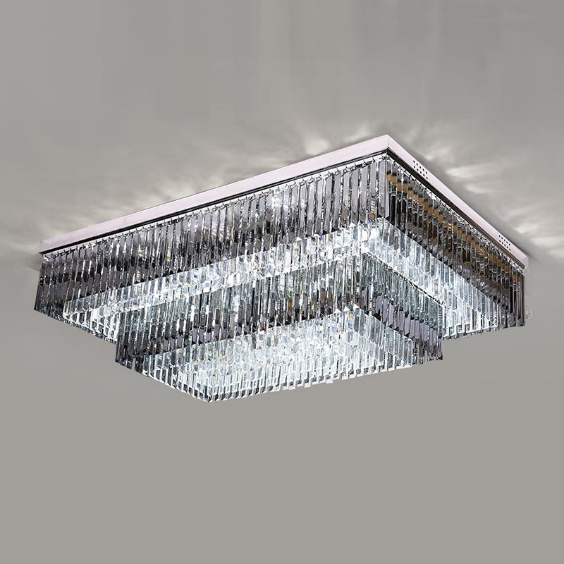 Flush Chrome Crystal Ceiling Light