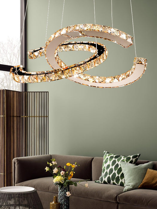 Modern Crystal Double C Chandelier