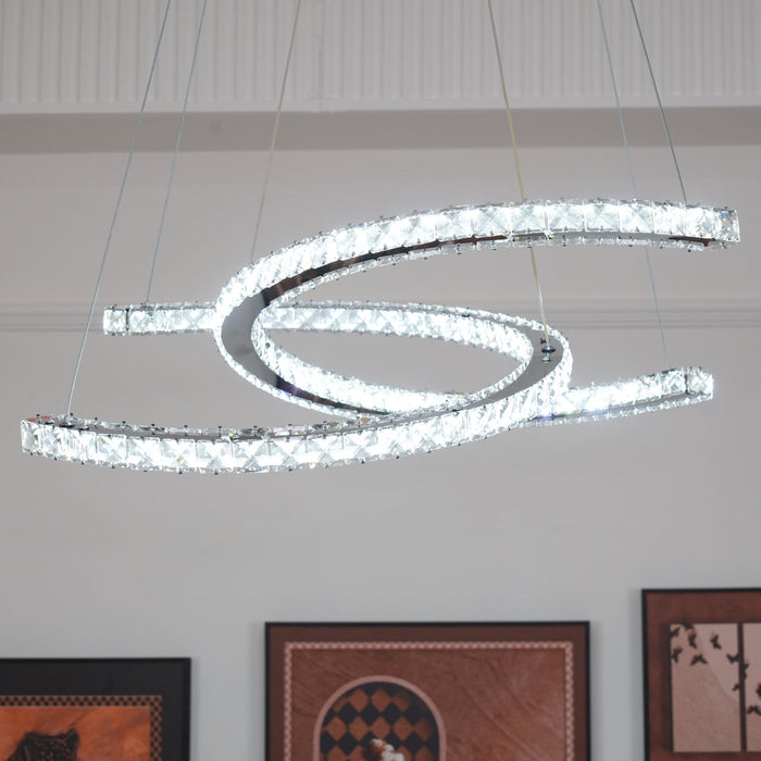 Modern Crystal Double C Chandelier