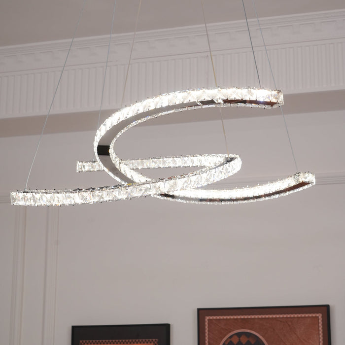 Modern Crystal Double C Chandelier