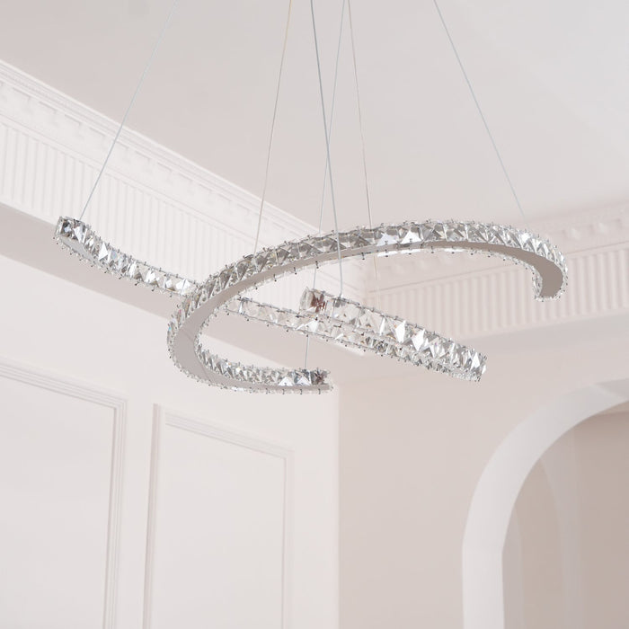 Modern Crystal Double C Chandelier