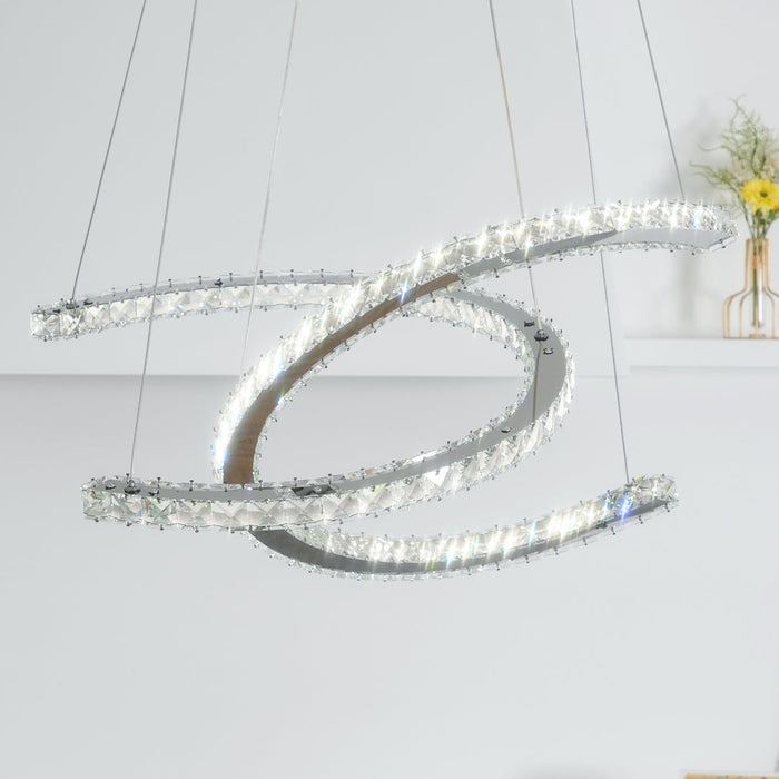 Modern Crystal Double C Chandelier