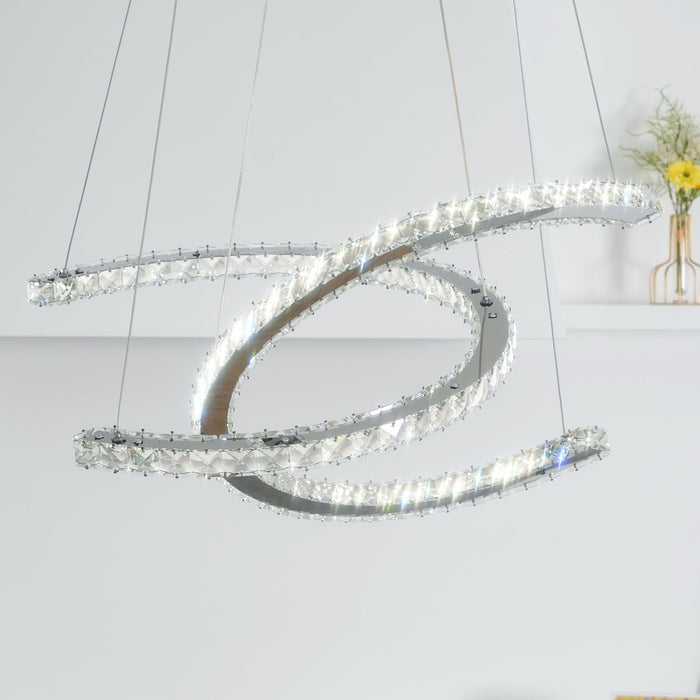 Modern Crystal Double C Chandelier