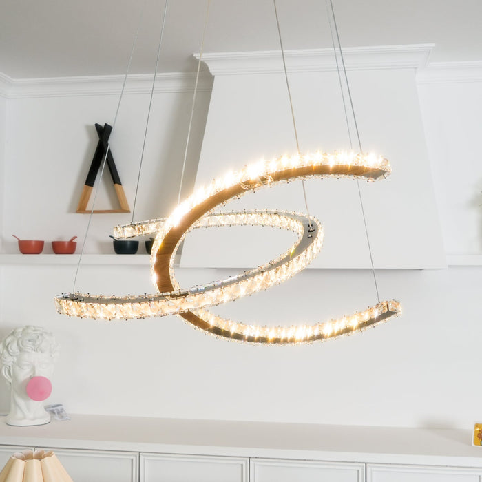 Modern Crystal Double C Chandelier