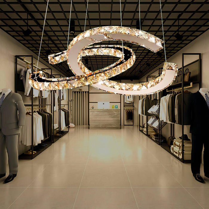 Modern Crystal Double C Chandelier