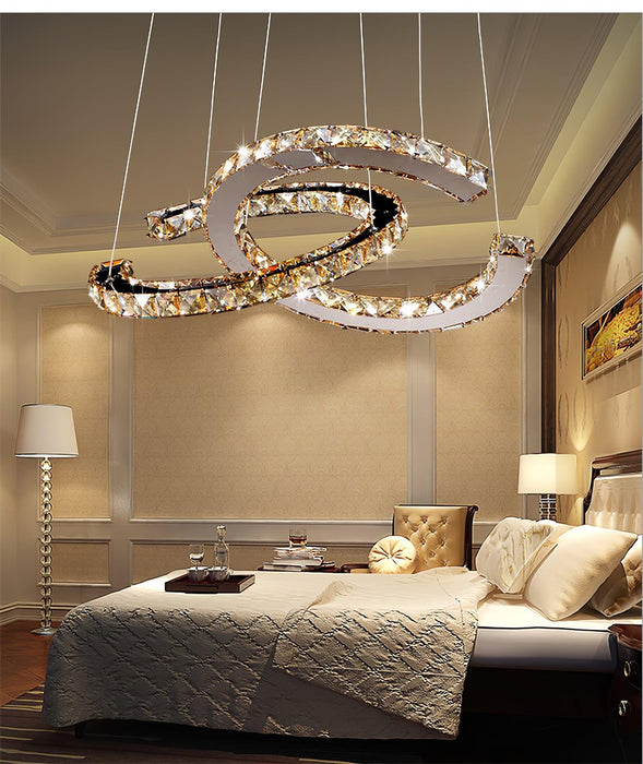 Modern Crystal Double C Chandelier