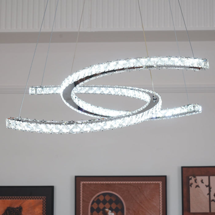 Modern Crystal Double C Chandelier