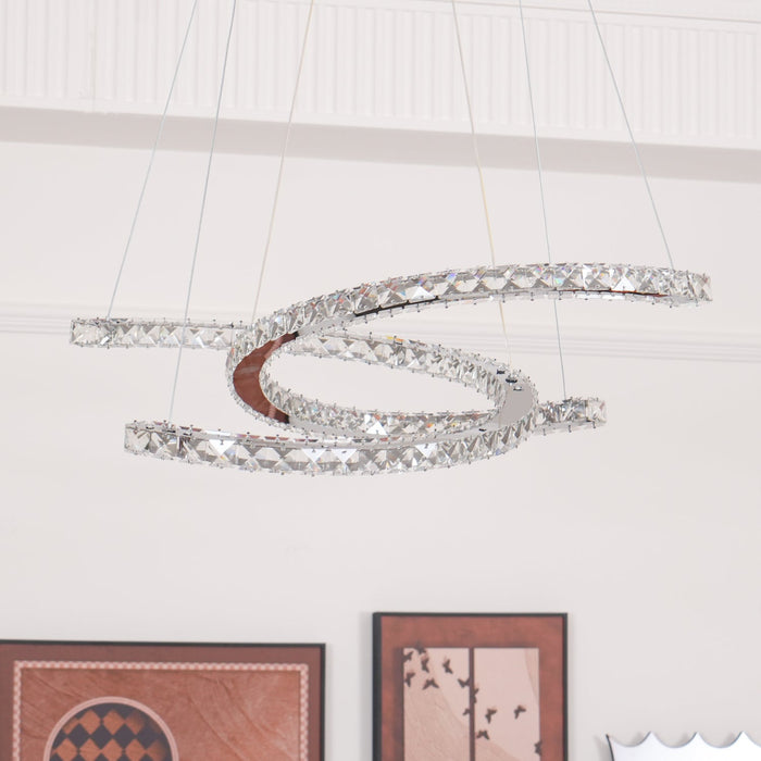 Modern Crystal Double C Chandelier